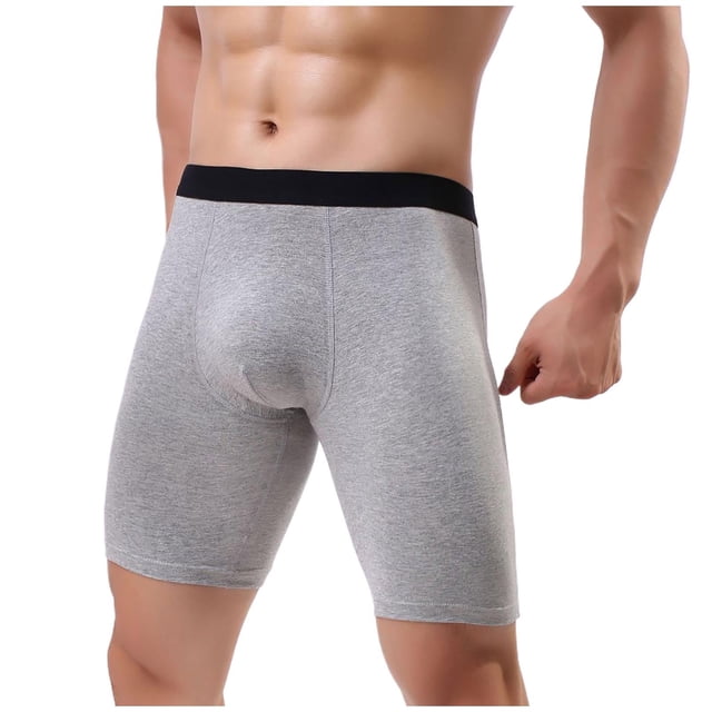 Lovzfmll Men's Underwear, Cotton Stretch Knee Length Board Shorts, Comfortable Low Rise Boxers, Solid Color Bottoms