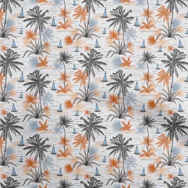 oneOone Rayon Orange Fabric Sea Life Pattern Craft Projects Decor Fabric Printed By The Yard 56 Inch Wide