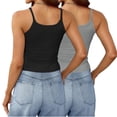 thumbnail image 4 of Timegard Camisoles 2 Pcs pour Femmes Col Rond Côtelé Sans Manches Ajusté Court Haut Décontracté Sortie Camis, 4 of 6