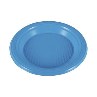 Zhuge 20Pcs 10in Plastic Dinner Plates, Disposable Plates Bulk Pack, Party Plates for BBQ, Picnic, Parties, Travel and Events, Microwavable Recyclable(Blue B)