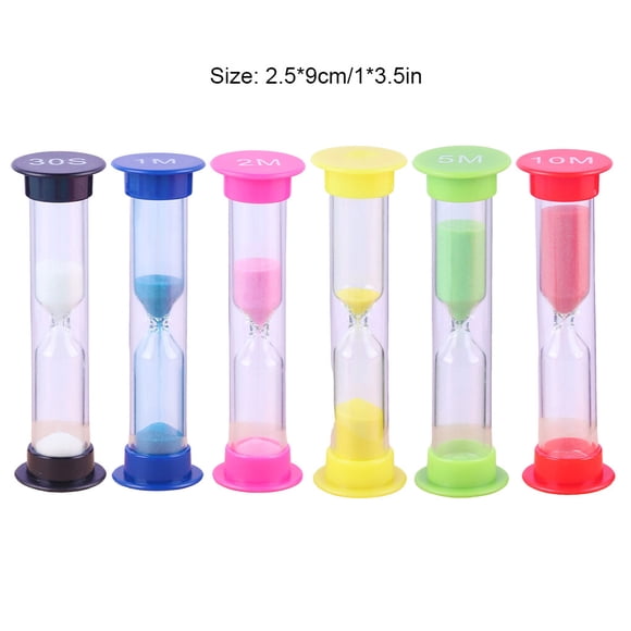 Maoww 6Pcs/Set Hourglass Sand Timer Children Kids Party Gifts Desk Decoration Children Early Education Toy Sandglass Pink 2min