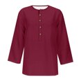 thumbnail image 4 of Aqestyerly T-shirt Ample à Boutons à Manches 3/4 Imprimé pour Femmes, Haut Décontracté à Col Rond Léger et Confortable pour Femmes, 4 of 4