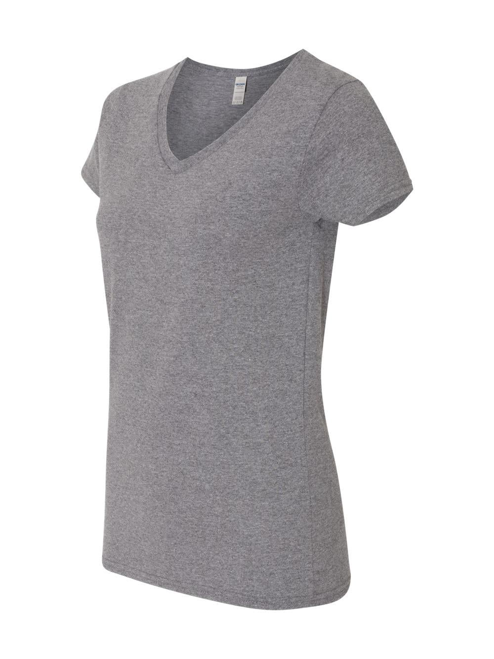 Gildan - T-Shirt à Col en V pour Femmes en Coton Épais