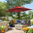 thumbnail image 2 of Outsunny Parasol Suspendu Déporté Carré 8'x8' pour Patio avec Base en Croix Rouge Vin, 2 of 9