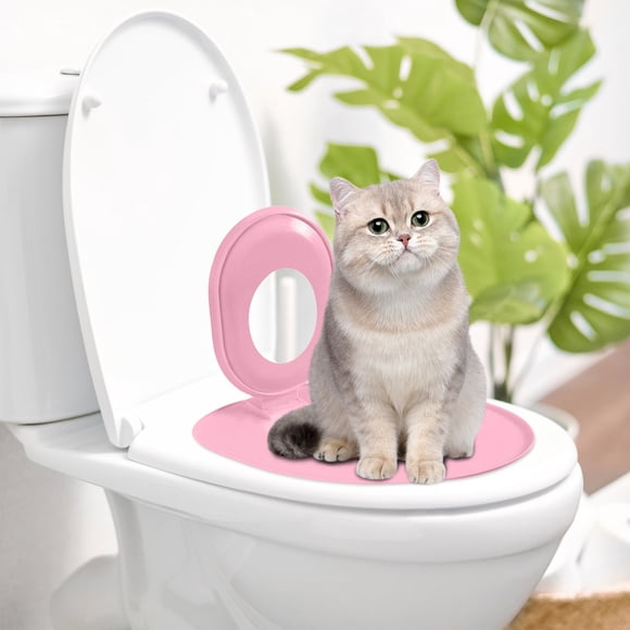 Cat Toilet Training Kit Reusable Pet Potty System Teach Your Cat to Use Human Toilet Easy Install Removable Litter Tray Tool for Indoor Cats