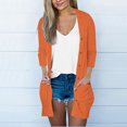 thumbnail image 3 of Womens Soft Button Down Cardigan Long Sleeve Light Weight Shirts Jacket Comfy Loose Fall Lounge Wear Tops Orange, M, 3 of 7