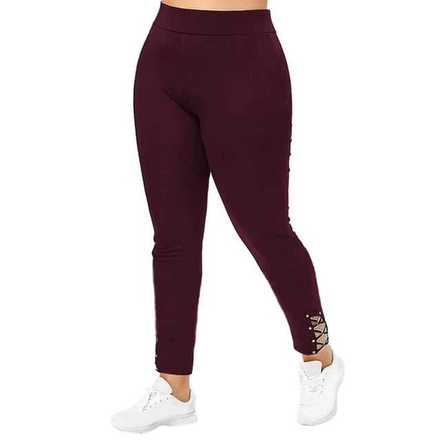 Pantalons de Mode pour Femmes Couleur Unie Taille Serrée et Fessier Relevé