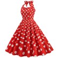 thumbnail image 3 of Pompotops Mode Été Femmes Rétro Vague Dos Nu Sans Manches Ceinture Aguichant Robe Mini, 3 of 4