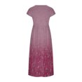 thumbnail image 5 of Meichang Robe d'Été en Coton et Lin à Manches Courtes pour Femme, Col Rond, Coupe Ample, Dégradé, Robe Midi Bohème Décontractée à Imprimé, Robe de Travail Rétro Légère Évasée, Rouge, P, 5 of 5