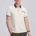 thumbnail image 2 of Sentmoon Button down Shirt Men Plus Size Loose Turndown Collar Short Sleeve Mens Clothes with Pockets Solid Color Summer Tops for Mens 2025 Trendy Trendy for Cycling & Travel Beige XL, 2 of 6
