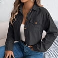 thumbnail image 2 of Lovzfmll Fall Jackets for Women, Solid Color Notched Collar Jacket, Loose Fit Round Neck Bomber, Fall Clothing, 2 of 8