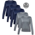 thumbnail image 1 of Blank Activewear Lot de 5 T-Shirts à Manches Longues pour Femmes, Tissu de Performance à Séchage Rapide, 1 of 3