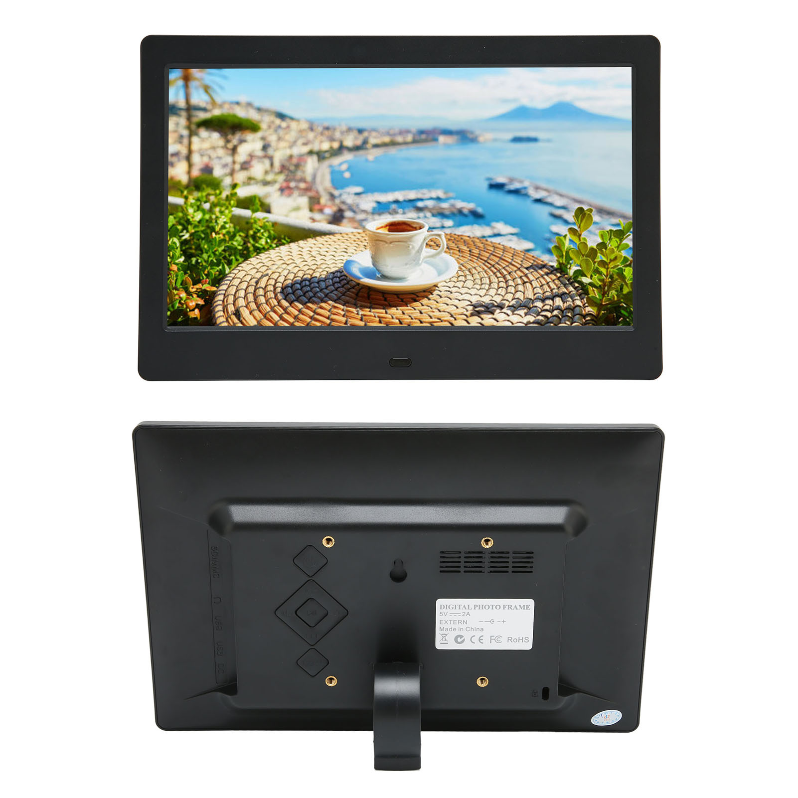 Cadre Photo Numérique HD 10,1 Pouces 1024x600 Écran LCD Cadre Photo Électronique Intelligent avec Télécommande 110-240 V