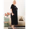 thumbnail image 4 of Agnes Orinda Nuisettes pour Femmes Grande Taille Col Rond Manches Courtes Pyjama à Imprimé Chats avec Poche 4X Noir, 4 of 6