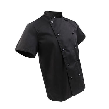 Men Women Double Breasted Short Star Chef Apparel Sleeve Chef Coat Star Chef Apparel Restaurant Cook Uniform L Black Short Sleeve