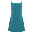 thumbnail image 2 of Innerwin Strappy Slip Dresses Spaghetti Strap Ladies Short Mini Dress Party Button Baggy Swing A-Line Sundress Lake Blue S, 2 of 5