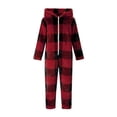 thumbnail image 4 of Combinaison à Manches Longues pour Filles, Combinaison à Capuche à Carreaux à Manches Longues, Tenue de Nuit Décontractée d'Hiver avec Chaleur, Rouge, Manches Longues, 4 of 6