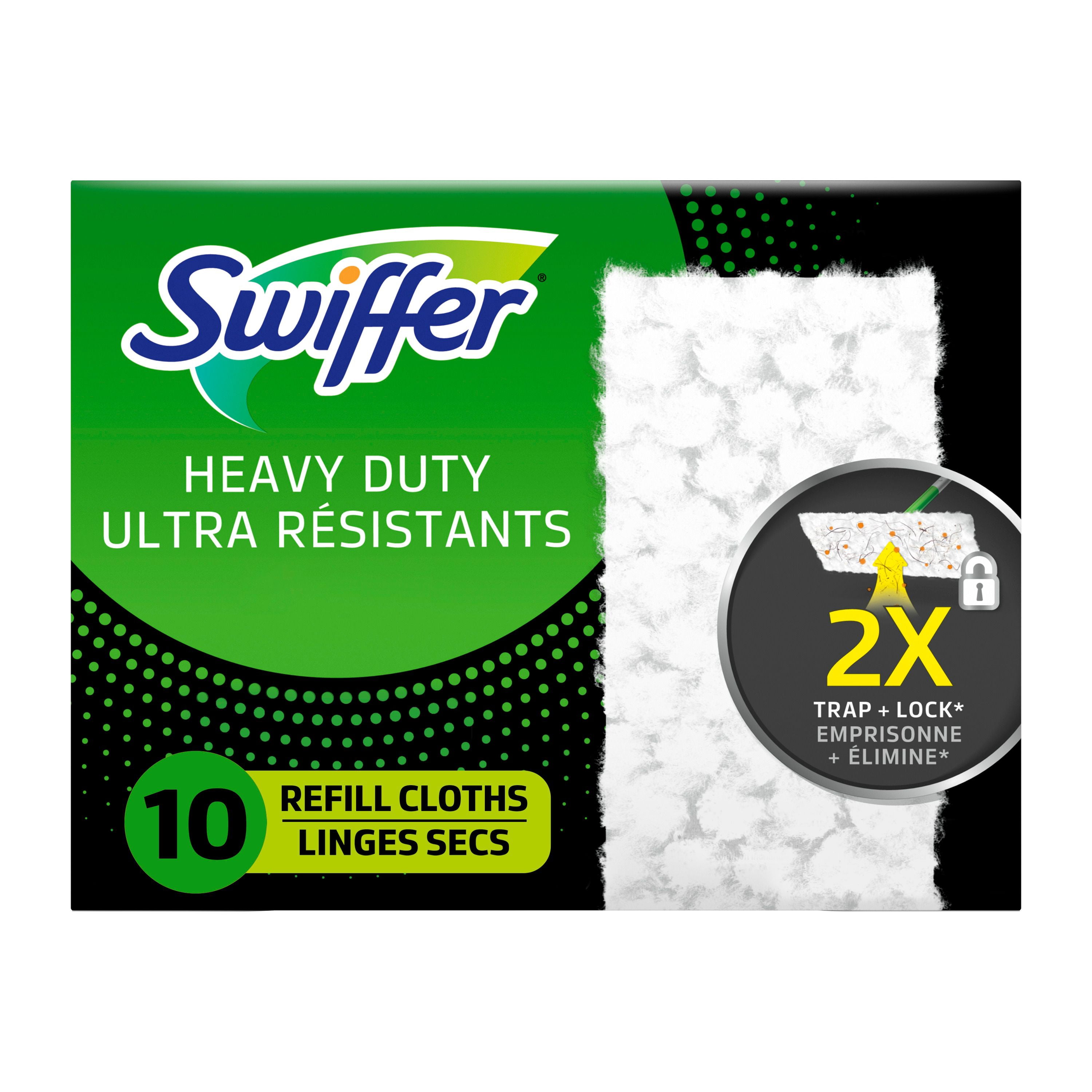 Swiffer Sweep + Mop, Dry Pads Refill, Floor Cleaner, Cleaning Cloths, Heavy Duty, Unscented, 10 Count