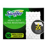 Swiffer Sweep + Mop, Dry Pads Refill, Floor Cleaner, Cleaning Cloths, Heavy Duty, Unscented, 10 Count
