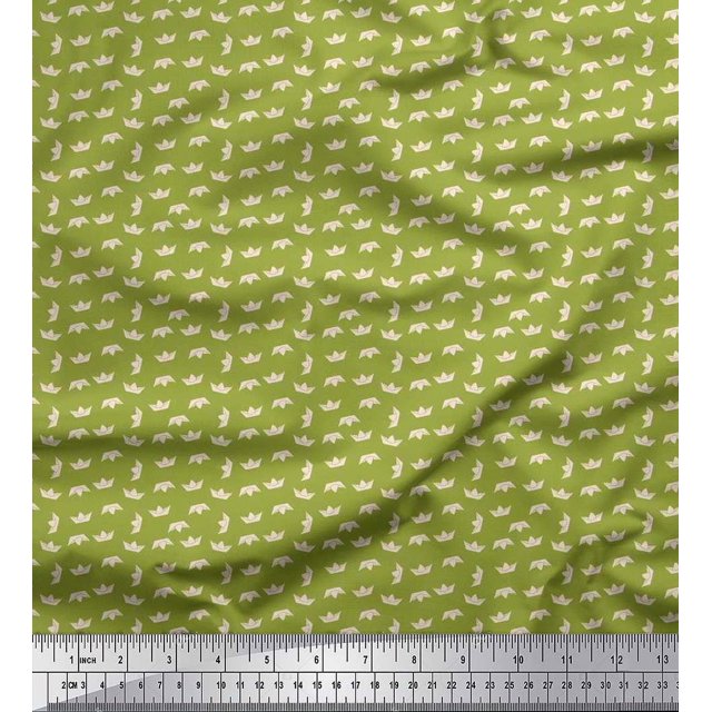Soimoi Poly Georgette Fabric Paper Boat Art & Craft Print Fabric by The Yard 52 Inch Wide