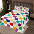thumbnail image 2 of Erosebridal Plaid Checkered Coverlet Set Queen, Farmhouse Gingham Bedding Set, Vintage Room decor 3pcs, 2 of 5