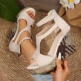 thumbnail image 2 of Casual Wedge Sandals for Women Back Zipper Open Toe Solid Color Plus Size Outdoor Shoes 1 Pair, 2 of 9