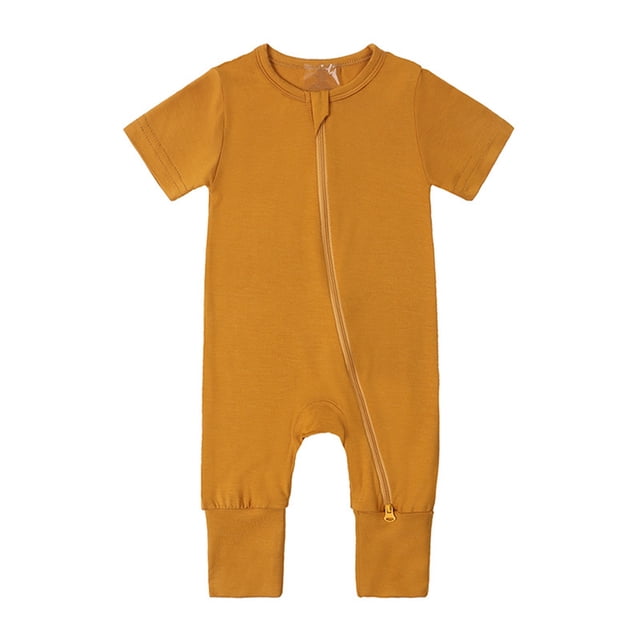 EDFBUYKRS Baby Rompers Footless Pajamas Zipper Short Sleeve Sleeper Jumpsuit