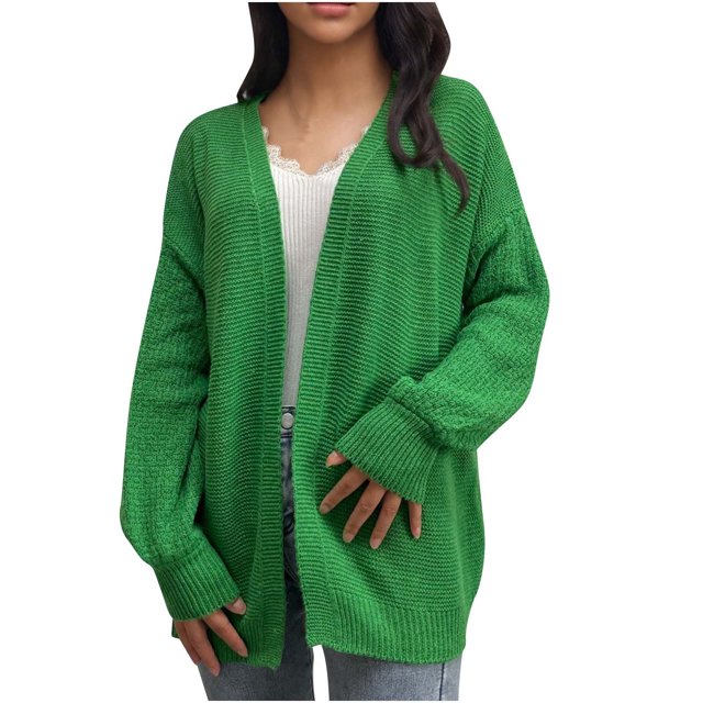 Timegard Cardigan Sweaters for Women Plus Size Open Front Jackets Loose Comfy Puff Long Sleeve Coat