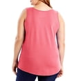 thumbnail image 3 of QUINDOS Débardeurs pour Femmes Grande Taille Rouge Été Côtelé Mode Grande Taille Uni Col Rond Ample Sans Manches T-shirt Chandail Camisoles pour Femmes, 3 of 3