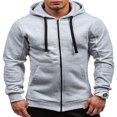 thumbnail image 1 of Men Fall Winter Hoodies Long Sleeve Tracksuit Zip Slim Hooded Coat Male Jacket Plus Size, 1 of 6