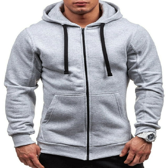 Men Fall Winter Hoodies Long Sleeve Tracksuit Zip Slim Hooded Coat Male Jacket Plus Size