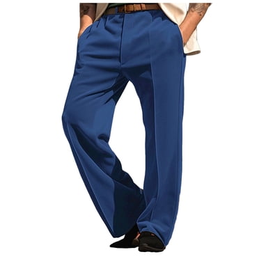 Ediodpoh Pantalon Habillé pour Homme Pantalon Décontracté Pantalon en Velours Poche avant Jambe Droite à Carreaux Confort Affaires Quotidien Vacances Velours Mode Moderne Pantalon Pantalon pour Homme Bleu TTG