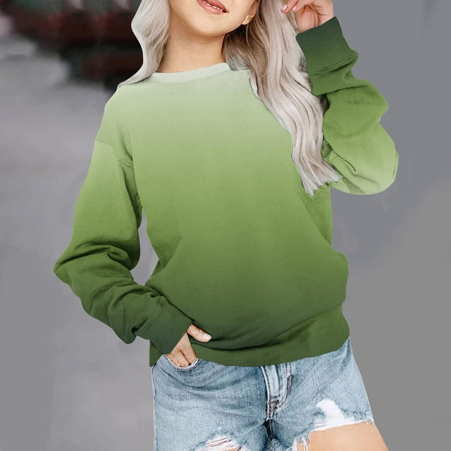 Mefallenssiah Sweat-Shirt Surdimensionné à Col Rond pour Filles Mode Enfants Manches Longues Pull 1-12 Ans