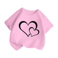 thumbnail image 3 of T-shirt Mignon à Motif pour Fille, Col Rond, Manches Courtes, Été, Décontracté, Hauts, T-Shirts et Chemises pour Filles, Rose, 140/9 A-10 A, 3 of 5