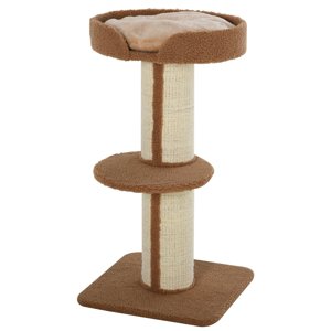 Arbre de chat brun avec scratching sisal & Lit en peluche - 36" Grande tour intérieure Kitty pour petits chats, salon & Meubles de jeu de chambre