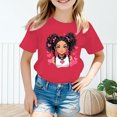 thumbnail image 2 of MEZZALL T-Shirt Graphique Mignon pour Fille, Col Rond, Manches Courtes, Tee d'Été Décontracté, T-Shirts Hauts, Rose Vif, 5-6 Ans, 2 of 5