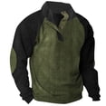 thumbnail image 1 of Besolor Mens Corduroy Sweatshirts Color Block Lapel Collar Button up Pullover Mock Neck Long Sleeve Sweaters Tops, 1 of 3