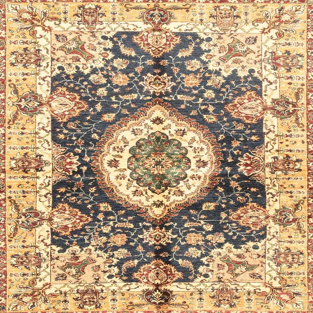 Ahgly Company Tapis d'Intérieur Carrés Abstraits Jaune Moutarde, Tapis de Zone Abstraits, 7 Pieds Carré