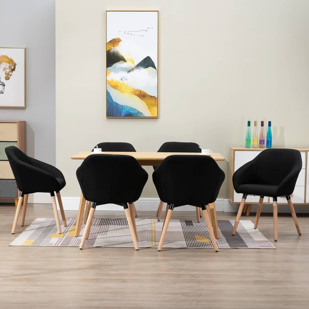 vidaXL Chaises de Salle à Manger 6 Pcs Noir Tissu