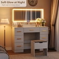 thumbnail image 3 of Yiwa Coiffeuse de 45,9 Po avec Modes d'Éclairage Réglables, Grand Miroir et 8 Tiroirs de Rangement, 3 of 9