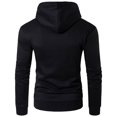 thumbnail image 4 of Sweat à Capuche Printemps et Automne pour Hommes Col Montant Pull Décontracté Noir Patchwork en Cuir, 4 of 9