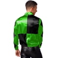 thumbnail image 2 of Oyolan Veste de Course pour Hommes avec Fermeture Éclair avant en Satin Vert&Noir m, 2 of 7