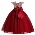 thumbnail image 1 of Penkiiy Robe Sans Manches Brodée en Maille pour Filles, Robe de Princesse pour Occasions Spéciales 5-6 Ans Rouge en Solde, 1 of 9
