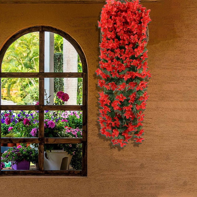 Simulated Rose Bouquets Simulated Flower Wall Hanging Baskets Decorative Landscaping Artificial Flowers Rattan Home Decor Flowers