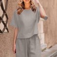 thumbnail image 2 of Timegard Hauts pour Femmes Été Coton Lin Manches Courtes Col Rond Léger T-Shirt Basique Décontracté Ample Hauts, 2 of 6