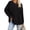 Black - Women T Shirt Sweatshirt, variant on CFLVAEK Waffle Knit Sweatshirts for Women Casual Solid Drop Shoulder Shirt Flowy Long Sleeve Going Out Shirts Oversized Crew Neck Ladies Fall Blouses