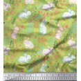 thumbnail image 1 of Soimoi Green Velvet Fabric Leaves & Rabbit Animal Printed Fabric 1 Yard 58 Inch Wide, 1 of 5