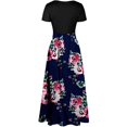 thumbnail image 3 of Robe Jupe Bohème à Imprimé Floral pour Femmes Été Automne, Manches Courtes, Moulante, Longue Maxi, Robe de Plage, 3 of 5