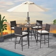 thumbnail image 4 of Costway 2PCS Patio PE Wicker Bar Chairs Counter Height Barstools with Armrests &Cushions, 4 of 8