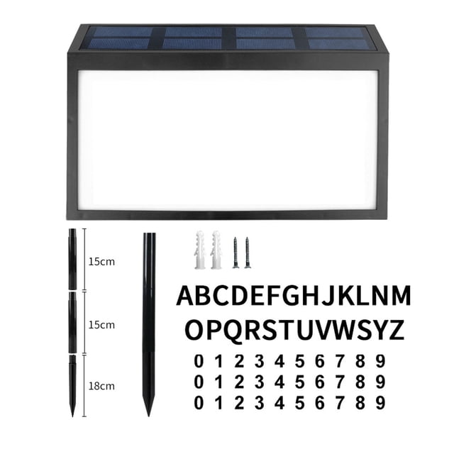 Solar-Powered LED Address Sign Light with 10-LED Cool White and Warm White Modes, IP65 Rated, 11.02 in x 7.20 in, ABS+PC Material